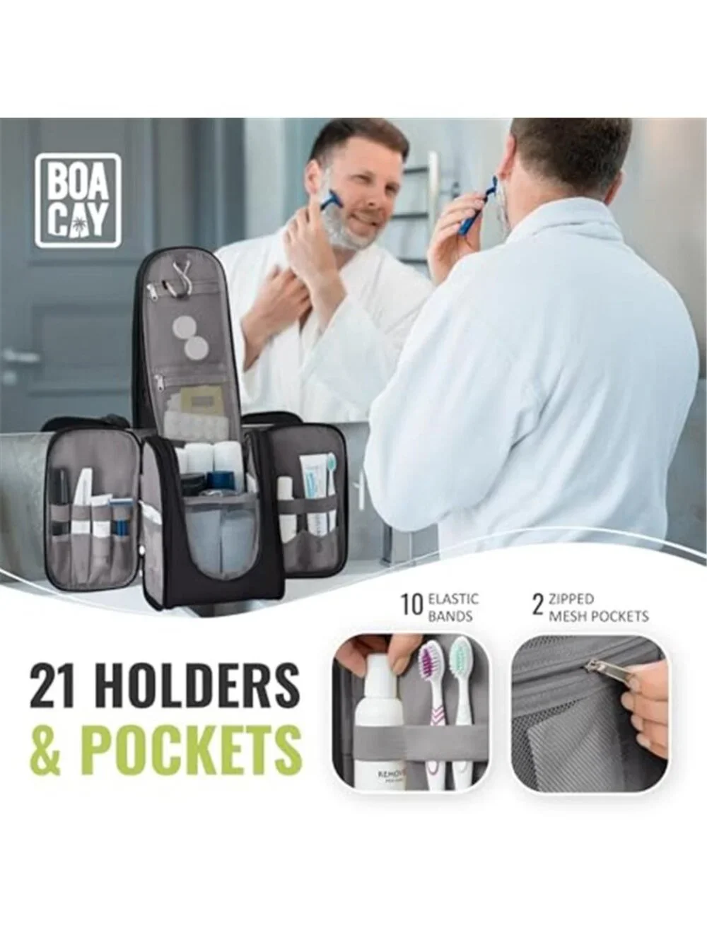 Hanging Toiletry Bag Travel Organizer Waterproof Makeup Cosmetic Dopp Kit Medium
